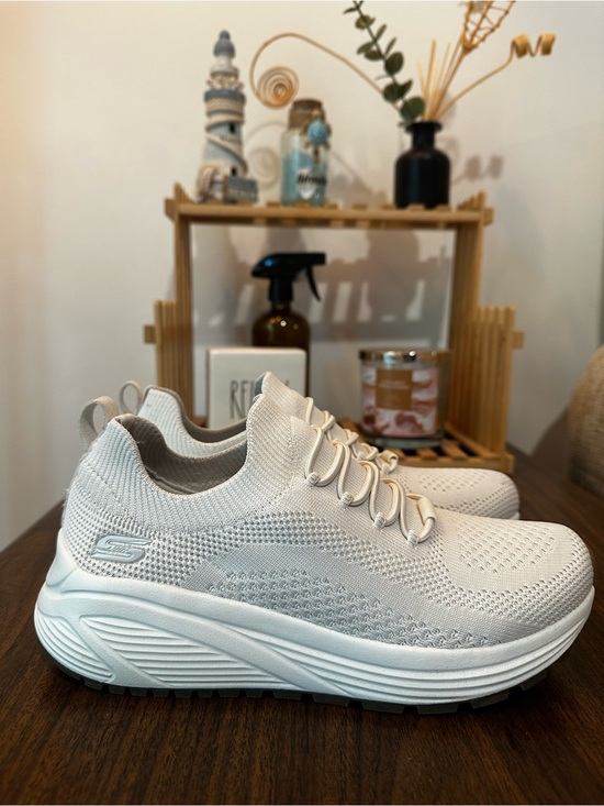 Skechers Shoes - Skechers Women’s Off White Memory Foam Slip-On Knit Walking Sneakers